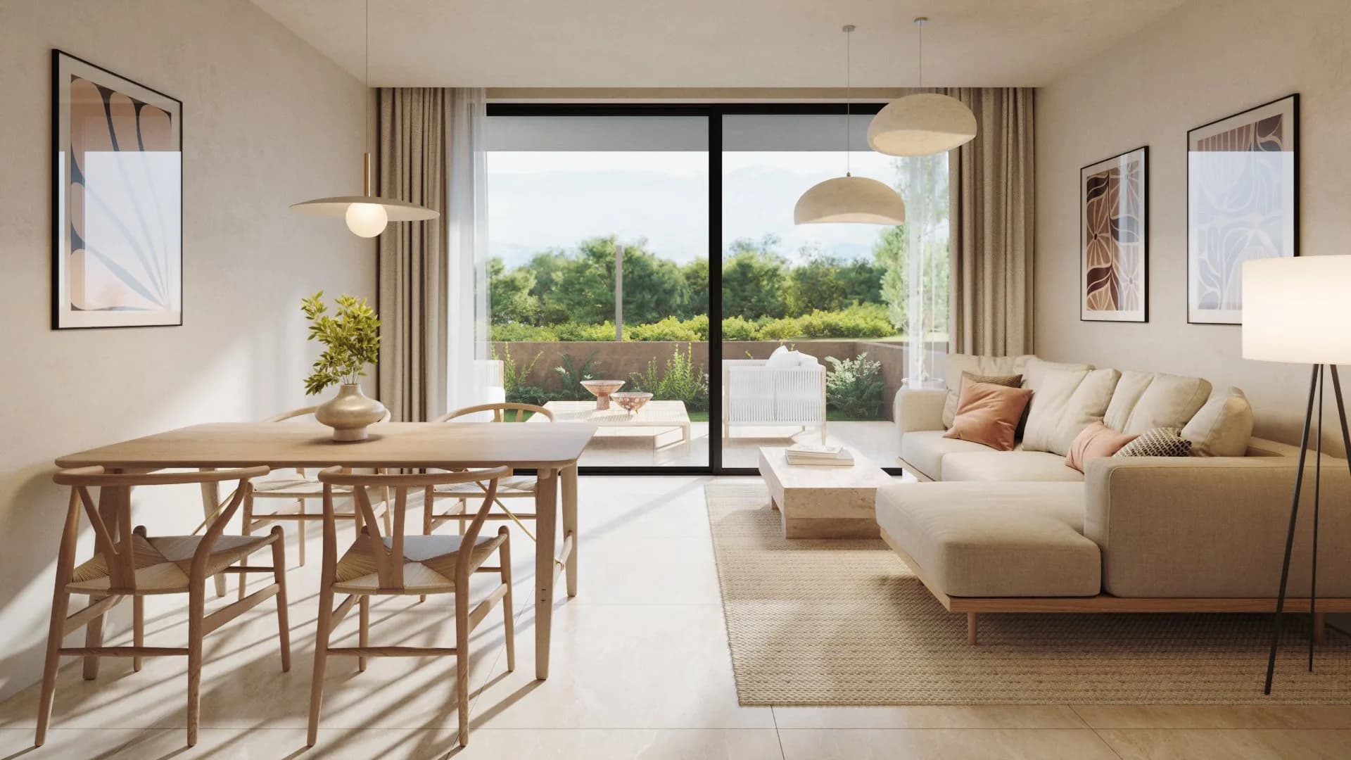 The River, Living and dining, glazed onto the garden