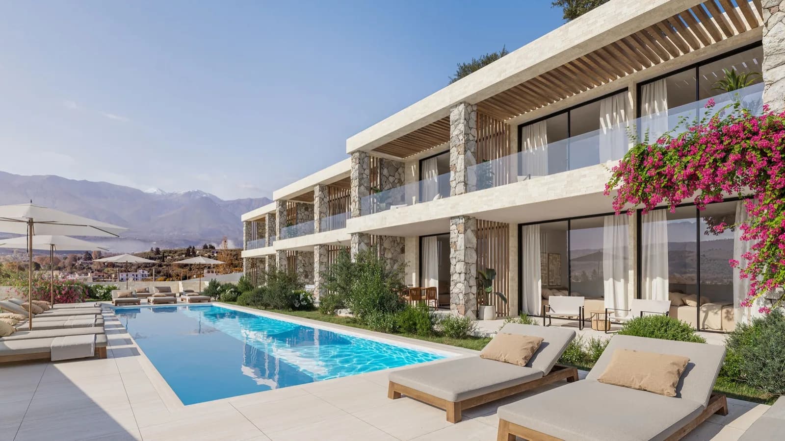 196 Kalyves, Pool terrace by day