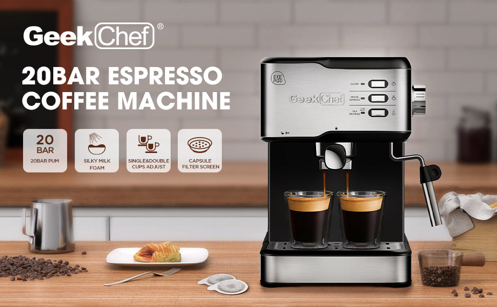 Geek Chef Espresso Machine, Cappuccino Latte Maker 20 Bar Coffee machine